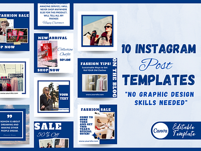 Instagram Post Templates for Canva - Blue business instagram template canva templates design graphic design post instagram template template