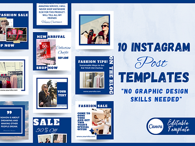 Instagram Post Templates for Canva - Blue