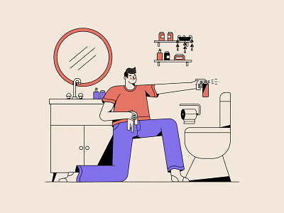 bathroom animation character design flat illustration vector