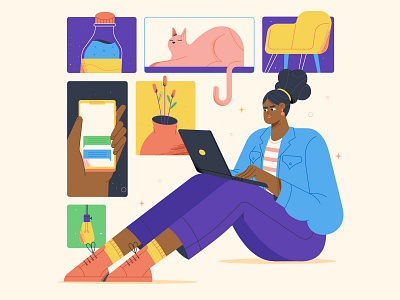 Woman studying by Maths Costa on Dribbble