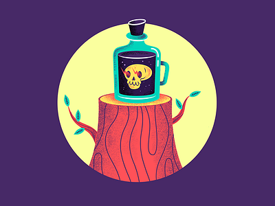 Skull beer bottle design folk forest illustration nature skull vector