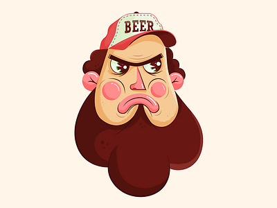 Trucker beard beer cap character illustration trucker vector