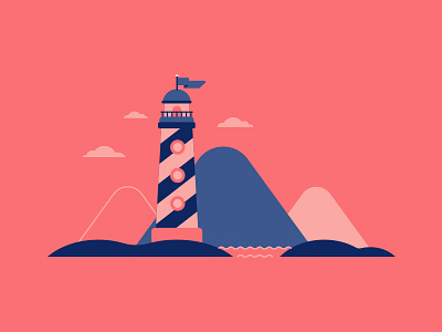 Lighthouse flat illustration lighthouse sea vector