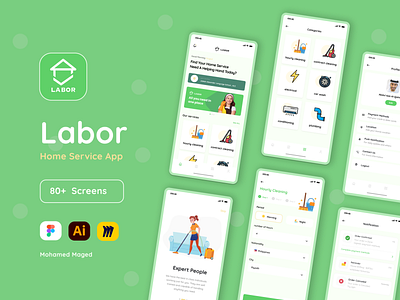 Labor Home Service App app branding design graphic design illustration ui ux vector