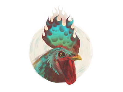 Rooster art cock digital fire illustration newyear rooster