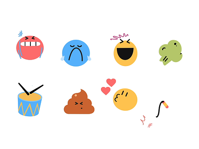 Emoji Set 2d animation after effects angry app crack cry drumroll emoji emoji set emojis fart heart kiss laugh love poo poop sad whip