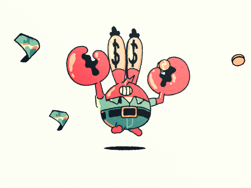 Mr Krabs after effects aftereffects animation bounce cash character animation coins crab illustration krabs money mr krabs patty run cycle spongebob spongebob squarepants