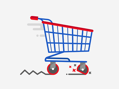 Supermarket caddie flat icon market shopping supermarket trolley