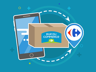 Click & collect box carrefour delivery e commerce flat phone smartphone