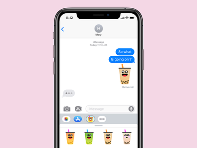 iOS sticker pack appstore boba boba yeah bubble tea imessage ios iphone sticker pack tapioca 泡茶表情符号 珍珠奶茶 表情符号