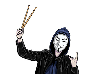 Anonymous Drummer 2d art art design digital art digital artist digital drawing digital illustration digital painting drawing freehand illustration logo