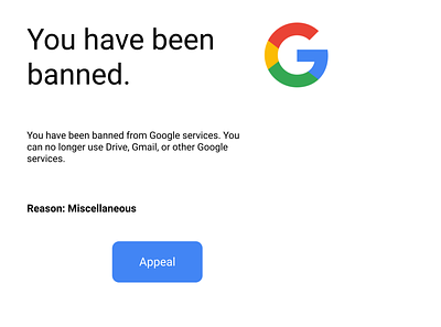Google Ban Screen graphic design ui