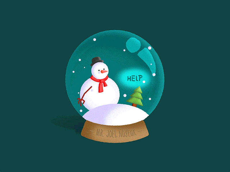 Merry Christmas Joël ! animation christmas design gif illustration joyeux motion noël sad snow snowball snowman