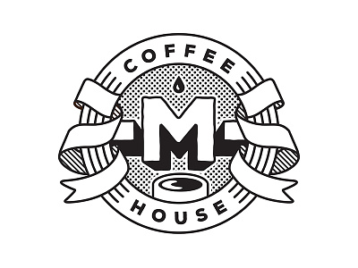 -M- Coffee House (1/2) café coffee design emblem house langlois letter logo logotype mark