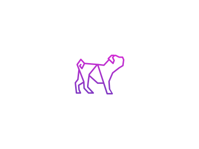 Flat pug animal character dog gradient identity illustration logo mark origami pet pug symbol