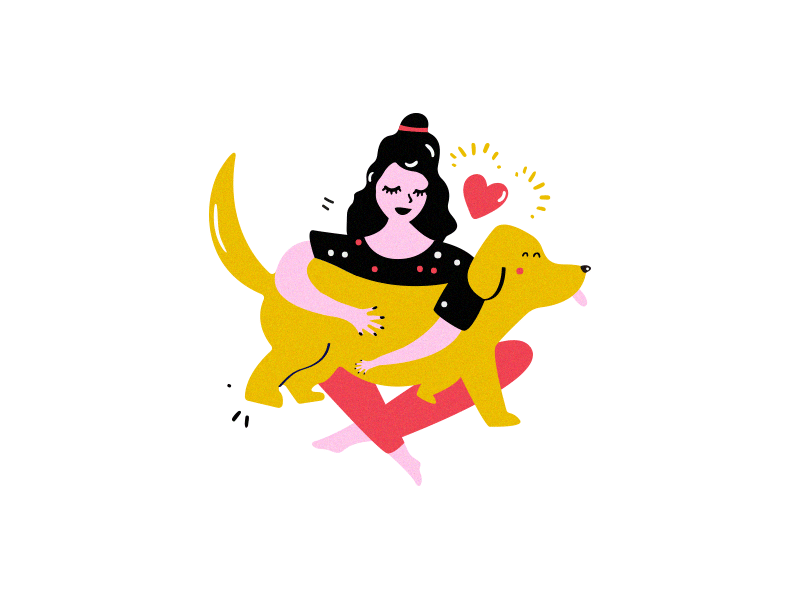 Dog cuddles animation character dog gif girl illustration love person