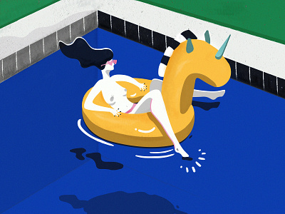 Pool holiday character girl holiday illustration pool summer sunny unicorn woman