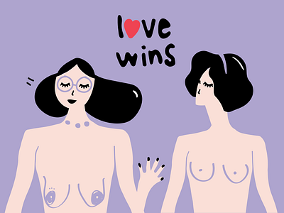 Love Wins boobs character couple girl illustration lesbian love woman