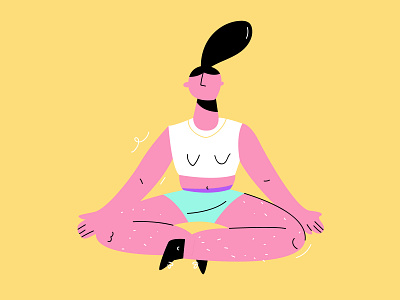 Yoga girl calm character design draw girl happy illustration man meditation person sport stretch styleframe vector woman yoga