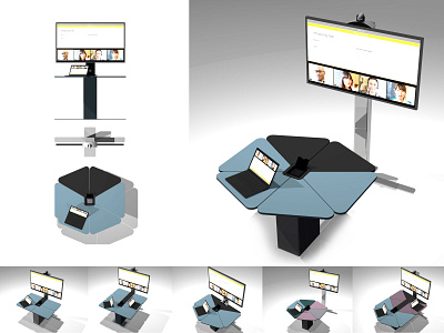 Collaboration station concept 3d rendering design furniture desing industrial design