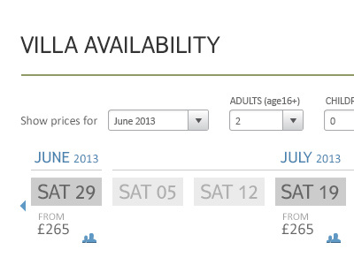 Villa Availability Component Design, Hi-Fi