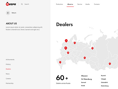 Vepr - Dealers about us dealers e commerce map