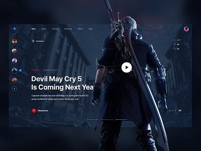 Arena+ / Main Page Dark dark devil may cry games gaming navigation news play rating sidebar slider ui ux video