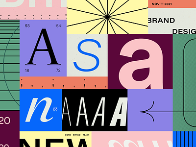 Here's to new beginnings asana collage graphic design grid pattern typography visual design
