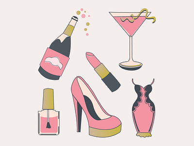 Bachelorette Party Illustrations bachelorette party icons illustrations invitation