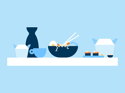 Takeout food illustration ramen saki sushi takeout visual design