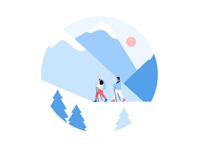 Snowy hikes design hiking illustration illustrator mountains snow spot illustration vector visual design