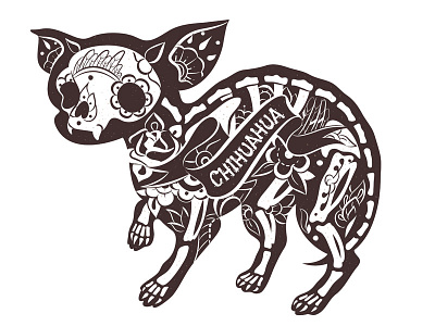 Chihuahua animals chihuahua dog floral flowers skeleton skull tattoo vector