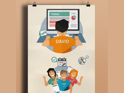 Illustration for Infographic colleagues illustration infographic man team