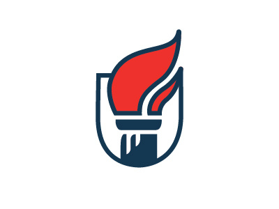 Torch flame logo shield torch