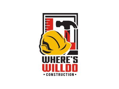 Where's Willdo Logo construction hammer helmet illustration logo tools