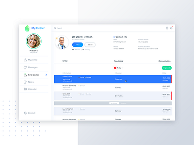 Doctor page | My Helper app app clean dashboard design doctor health interaction ios medicine prototype ui ux