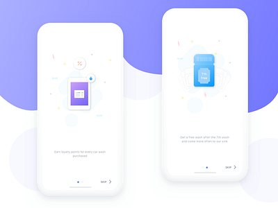 CarWash Onboarding app car gradient illustration interface ios mobile onboarding ticket ui ux wash