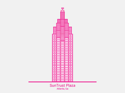 Suntrust Plaza Atlanta Ga architecture atlanta georgia city city illustration cityscape design desktop downtown atlanta flat flat illustration illustration line work magenta mobile red skyscraper vector vector illustration vector illustration building web