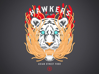 Hawkers Noodle Tiger Shirt animals asian cat curry eyes fire food king lion noodles procreate tiger wildlife