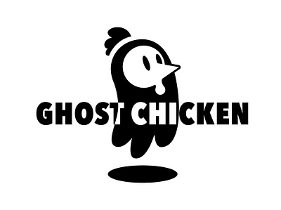 Ghost Chicken bird black and white dead food ghost kitchen halloween ink restaurant shadow stamp wings