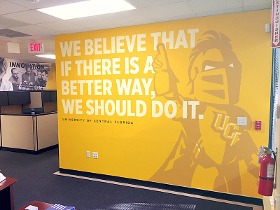 UCF Marketing Wall Wrap building florida gold knight large format mascot office poster school ucf university yellow