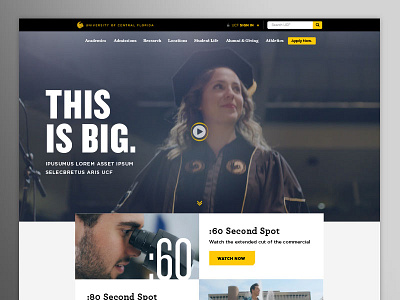 This Is Big UCF Landing Page college interactive internet mobile parallax school student study video web