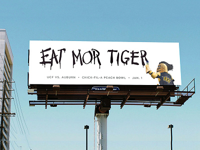 UCF vs Auburn Chick-fil-a peach bowl billboard advertisement college football marketing mural paint school sec sky sports