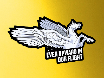 Pegasus Sticker college flight gold gray horse mascot mythical stars university wings