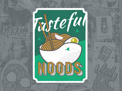 Tasteful Noods Sticker Hawkers asian chinese chop sticks egg flat food green hungry japanese noodles soup