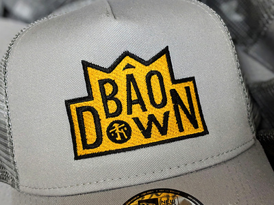 Bao Down Hat apparel custom diy embroidered patch embroidery gold sewing snapback stiching texture