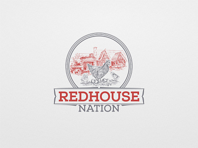 Red House Nation Vintage Logo branding chicken design farm graphic design illustration logo typography vector vintage