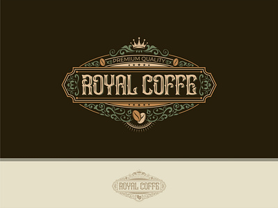 Royal Caffee vintage logo branding coffee coffee shop decorative design graphic design illustration logo luhury ornament royal vector vintage