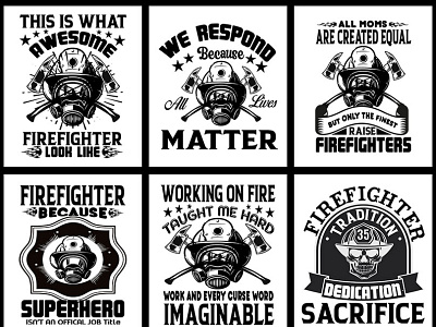 Fire Fighter T-Shirt Design bundle 1 branding design fire fighter t shirt graphic design icon illustration logo typography vector