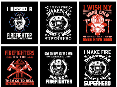 Fire Fighter T-Shirt Design bundle 2 branding design icon illustration logo typography vector